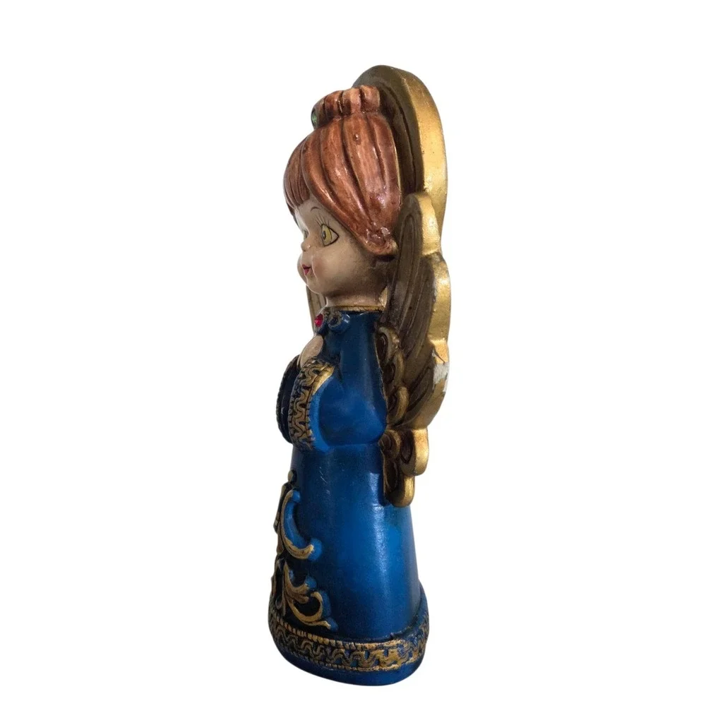 Vintage ARDCO 1960's‎ Praying Christmas Angel (Blue) Japan Paper Mache 8